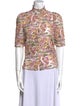 Alix of Bohemia Printed Mock Neck Button-Up Top