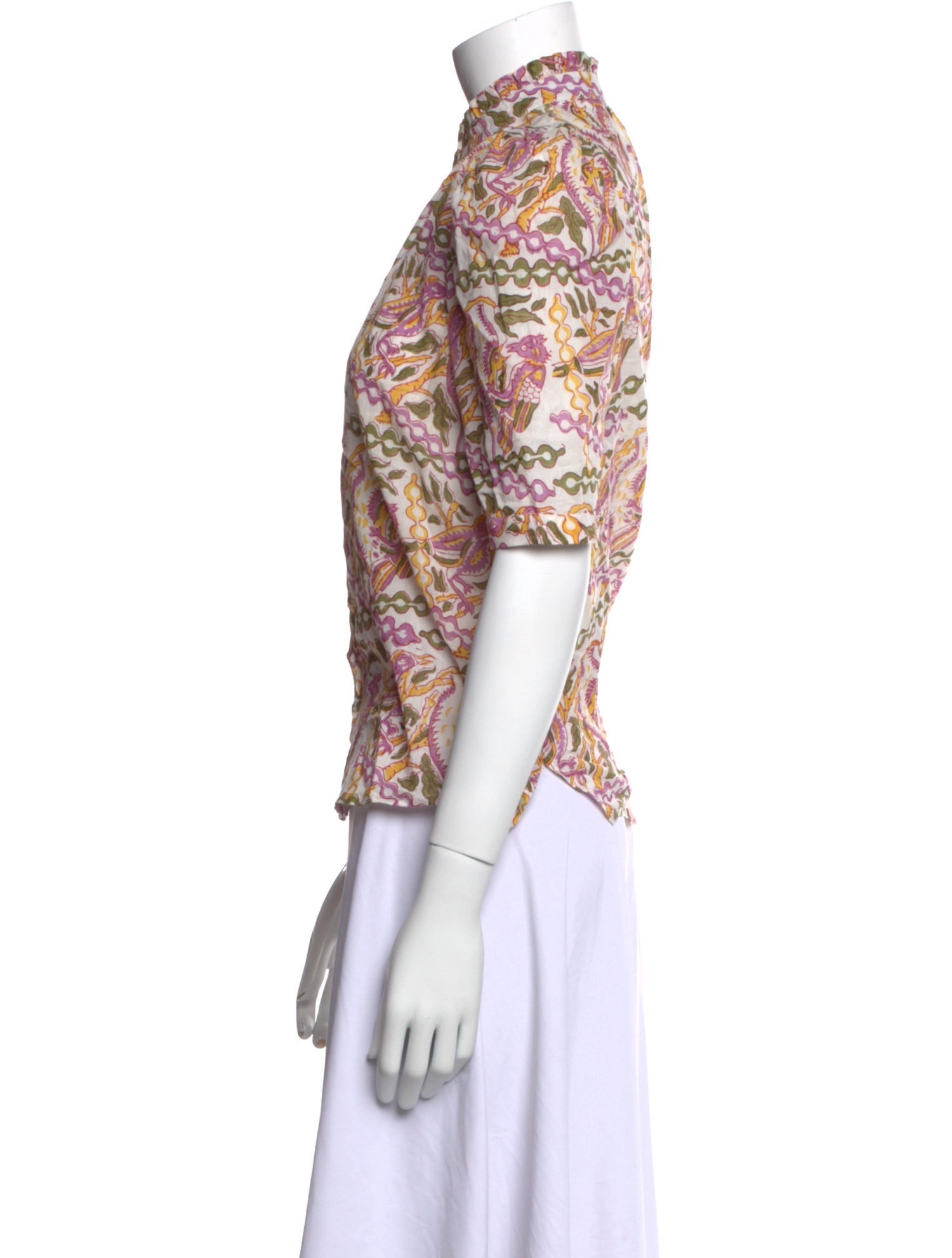 Alix of Bohemia Printed Mock Neck Button-Up Top