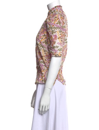 Alix of Bohemia Printed Mock Neck Button-Up Top