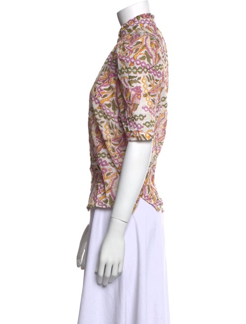 Alix of Bohemia Printed Mock Neck Button-Up Top