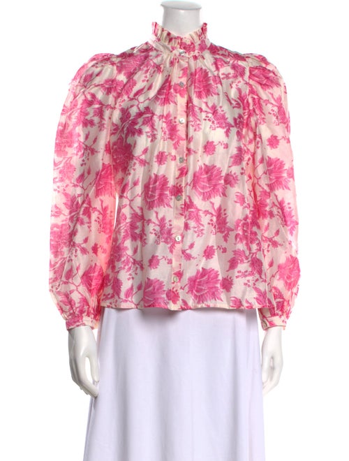 Alix of Bohemia Floral Print Mock Neck Blouse