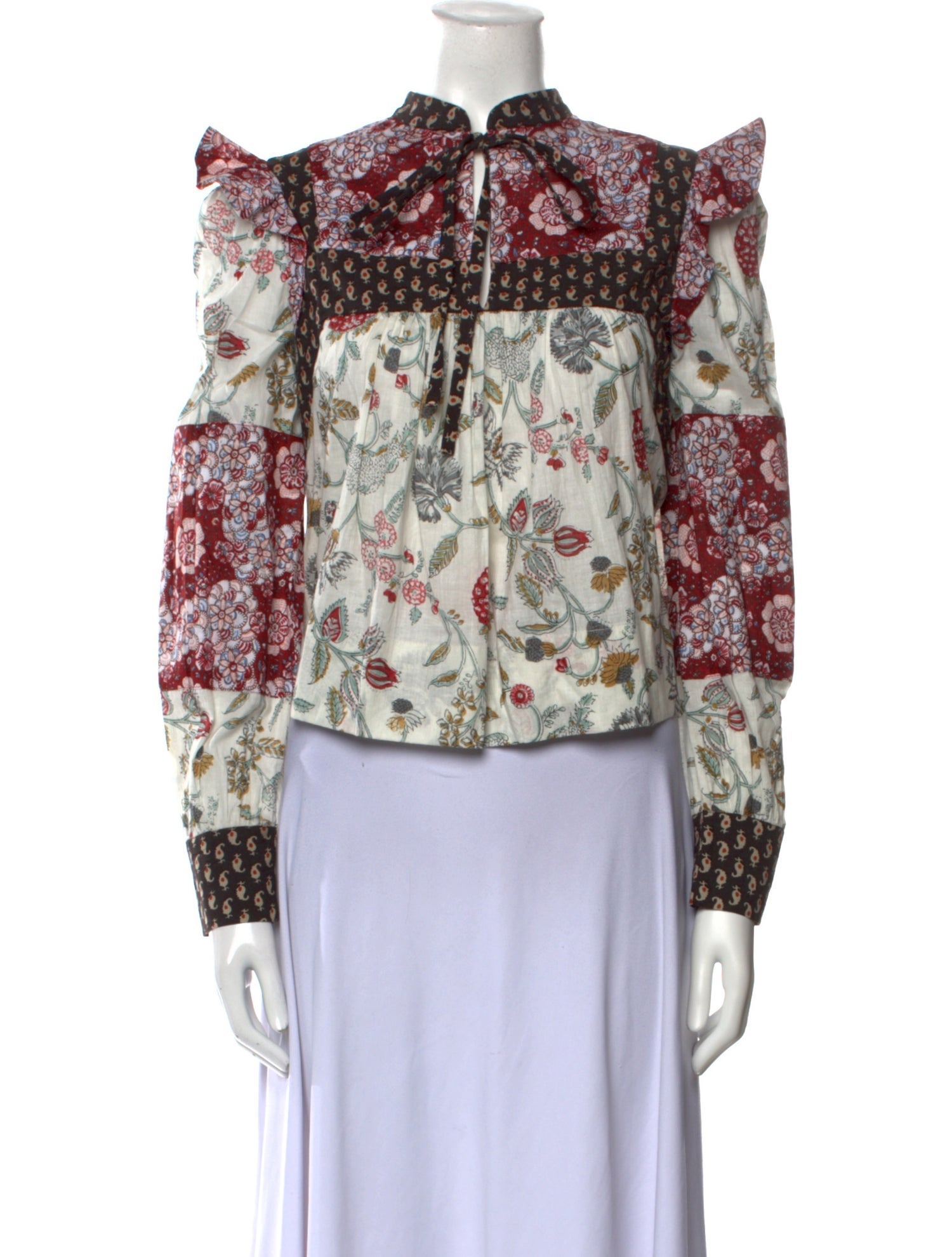 Alix of Bohemia Floral Print Mock Neck Blouse