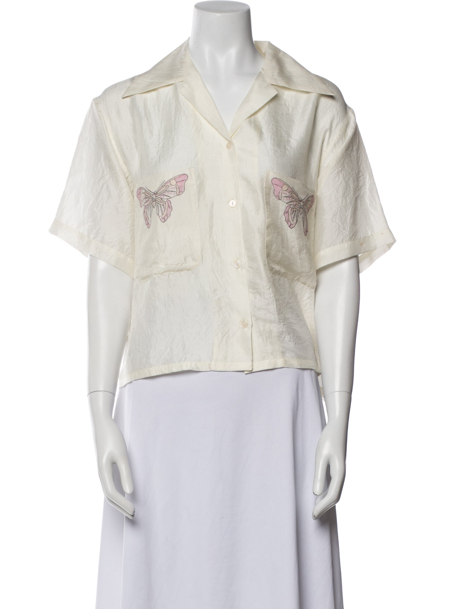 Alix of Bohemia Silk Short Sleeve Button-Up Top