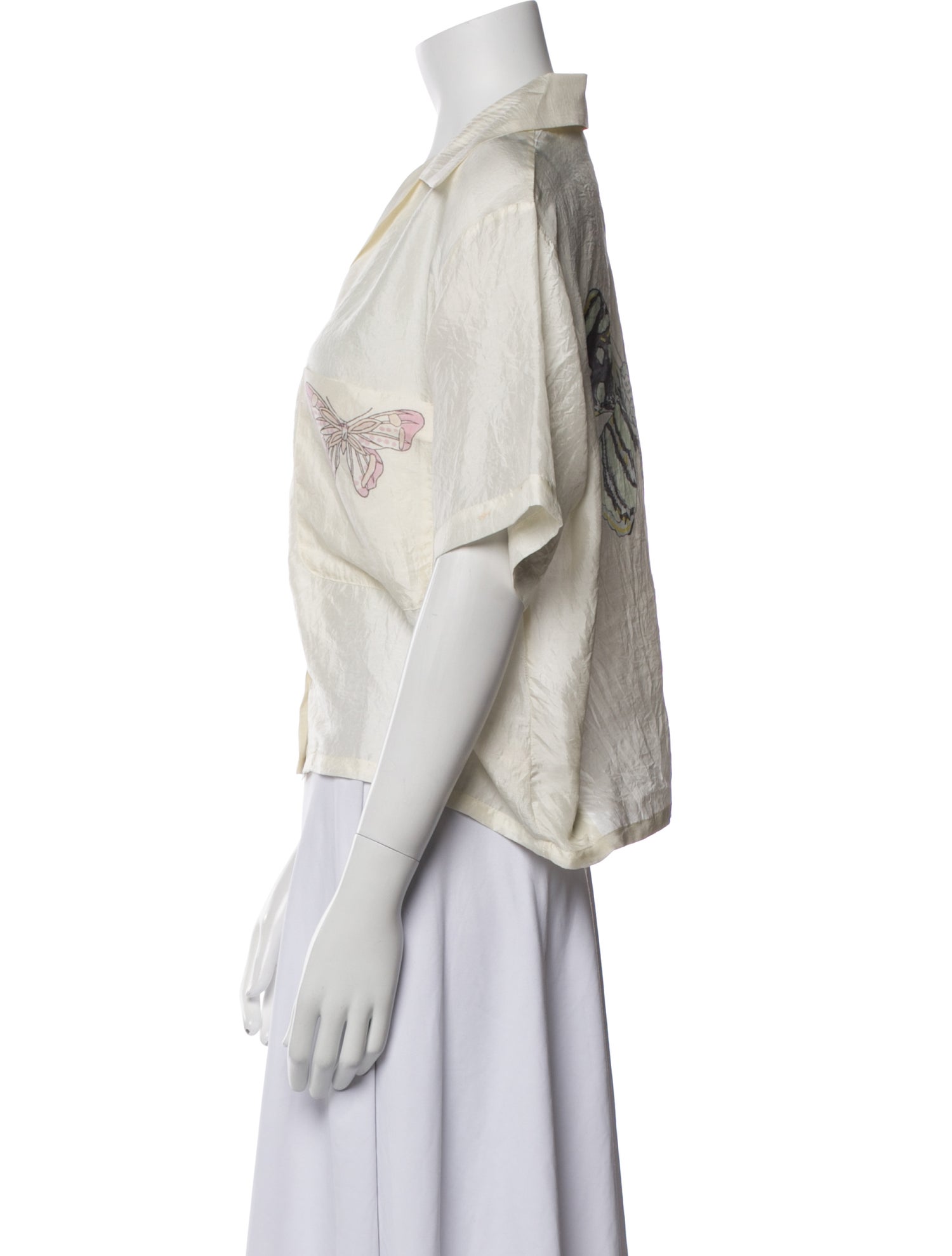 Alix of Bohemia Silk Short Sleeve Button-Up Top