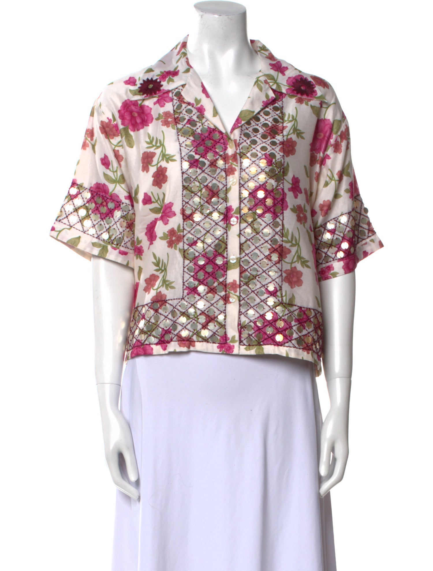 Alix of Bohemia Floral Print Short Sleeve Crop Top w/ Tags