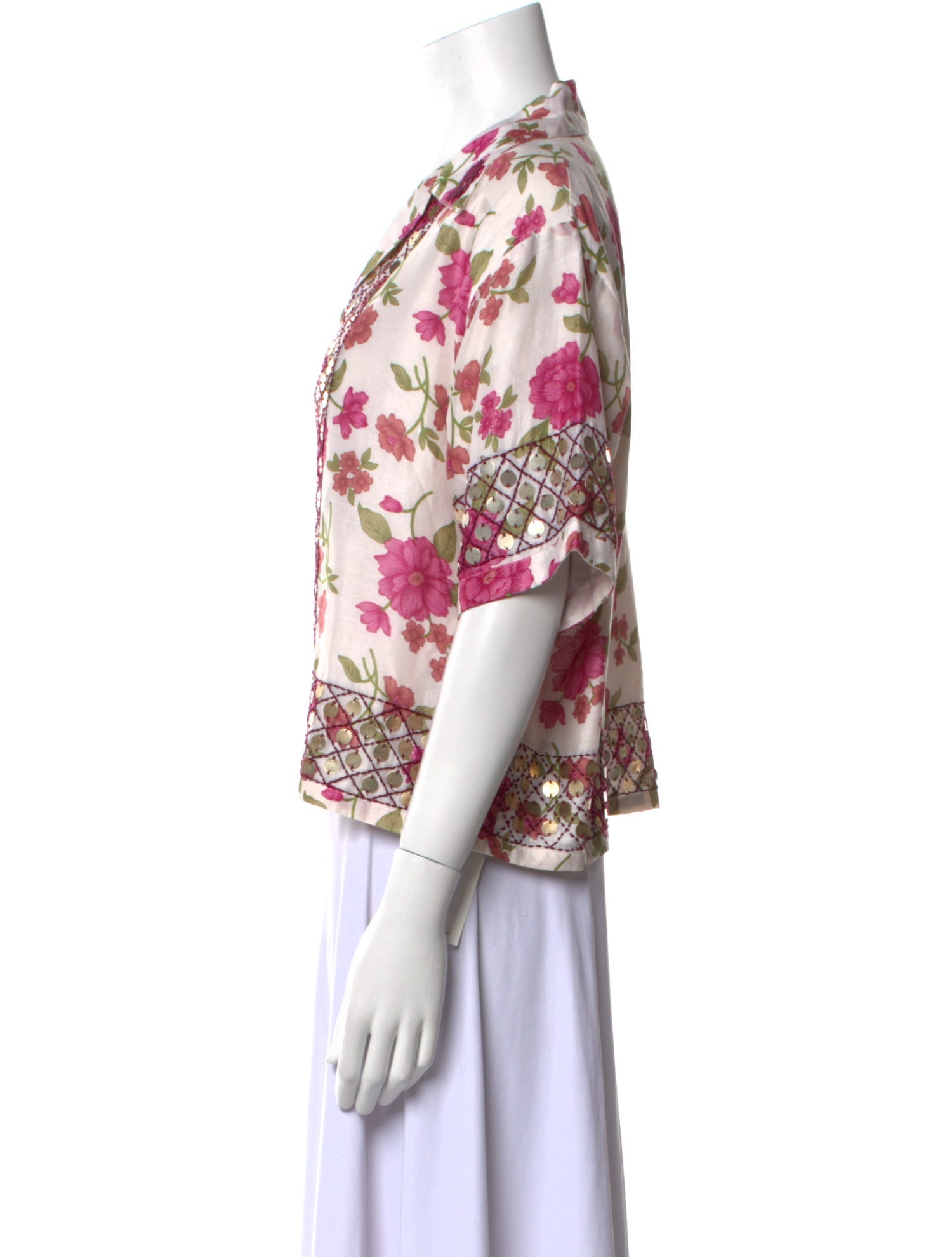 Alix of Bohemia Floral Print Short Sleeve Crop Top w/ Tags