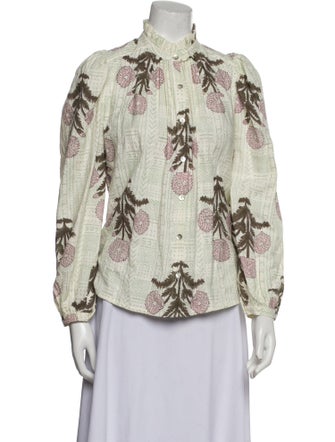 Alix of Bohemia Printed Mock Neck Button-Up Top