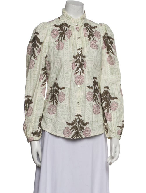 Alix of Bohemia Printed Mock Neck Button-Up Top