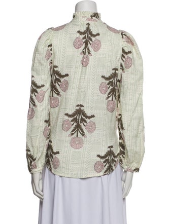 Alix of Bohemia Printed Mock Neck Button-Up Top