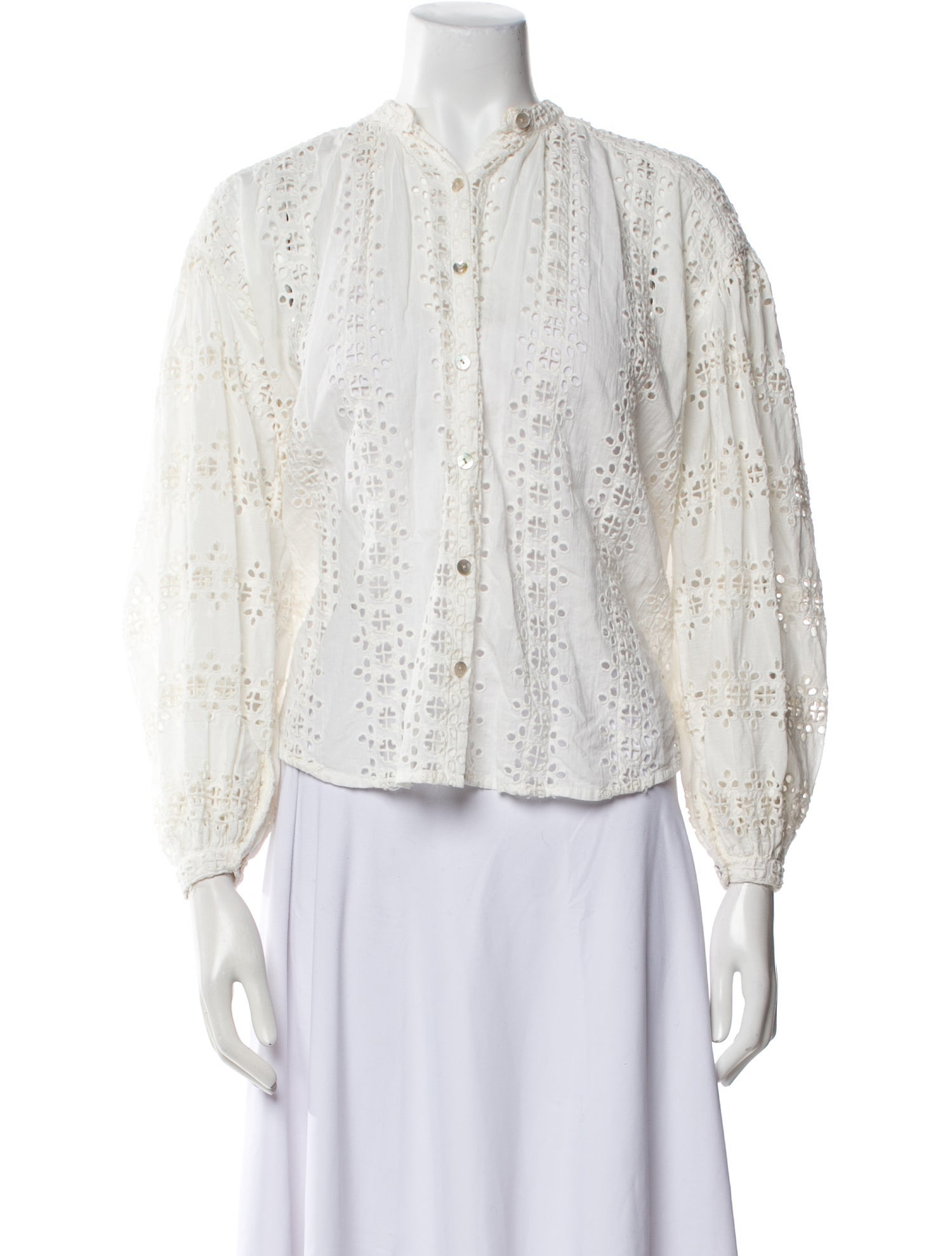 Alix of Bohemia Lace Pattern Mock Neck Blouse