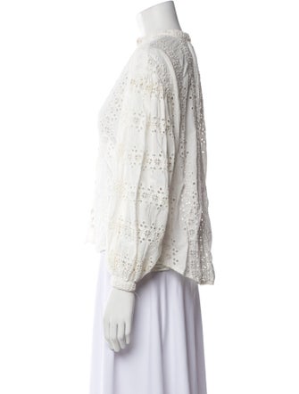 Alix of Bohemia Lace Pattern Mock Neck Blouse