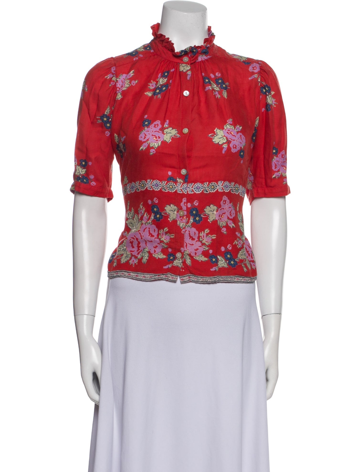 Alix of Bohemia Floral Print Mock Neck Blouse