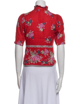 Alix of Bohemia Floral Print Mock Neck Blouse