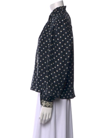 Alix of Bohemia Silk Polka Dot Print Button-Up Top