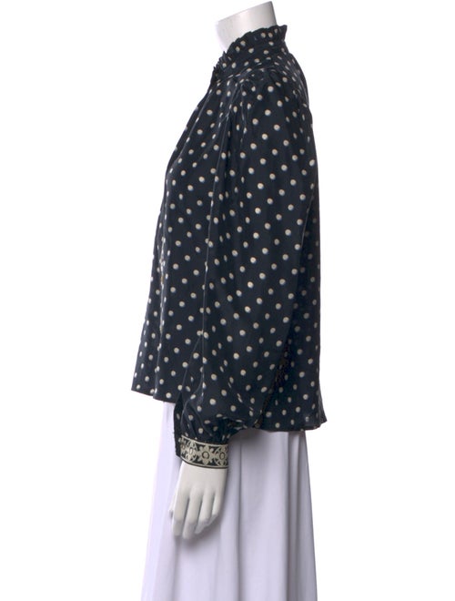 Alix of Bohemia Silk Polka Dot Print Button-Up Top