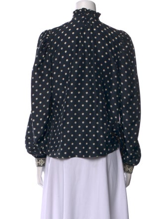 Alix of Bohemia Silk Polka Dot Print Button-Up Top