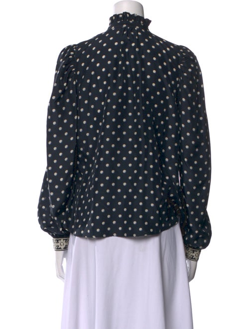 Alix of Bohemia Silk Polka Dot Print Button-Up Top