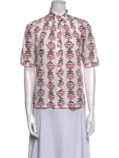 Alix of Bohemia Floral Print Mock Neck Button-Up Top