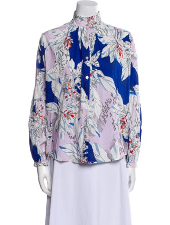Alix of Bohemia Floral Print Mock Neck Button-Up Top