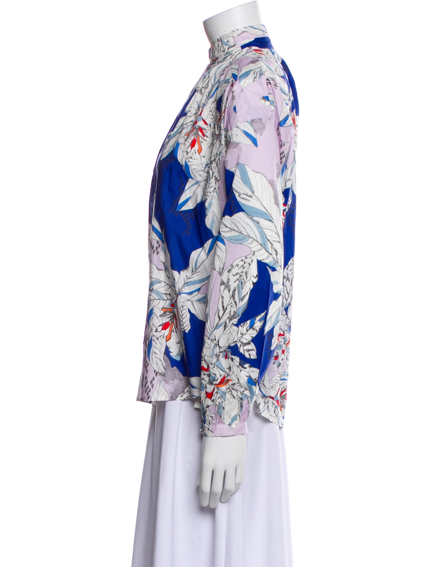 Alix of Bohemia Floral Print Mock Neck Button-Up Top