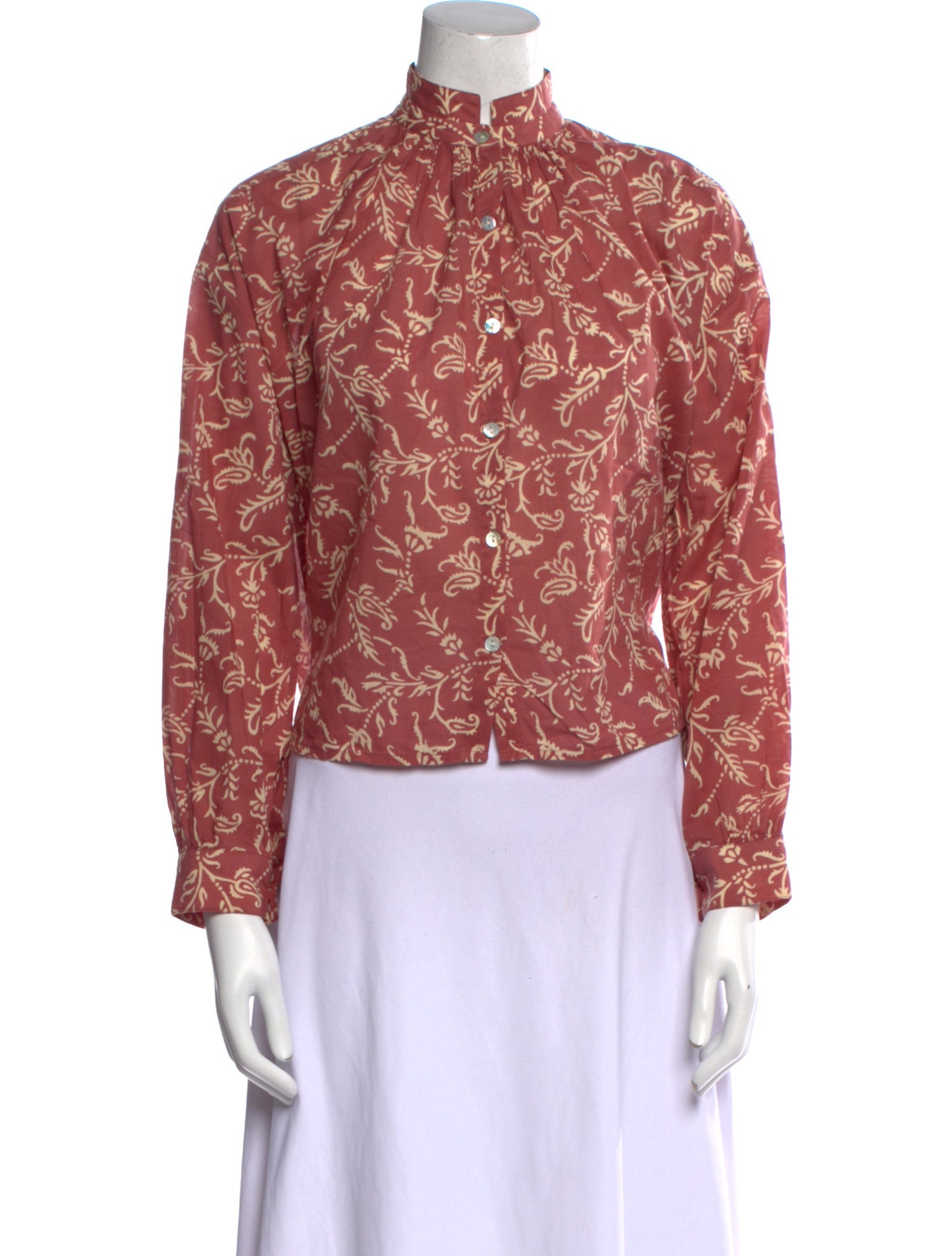 Alix of Bohemia Printed Mock Neck Button-Up Top