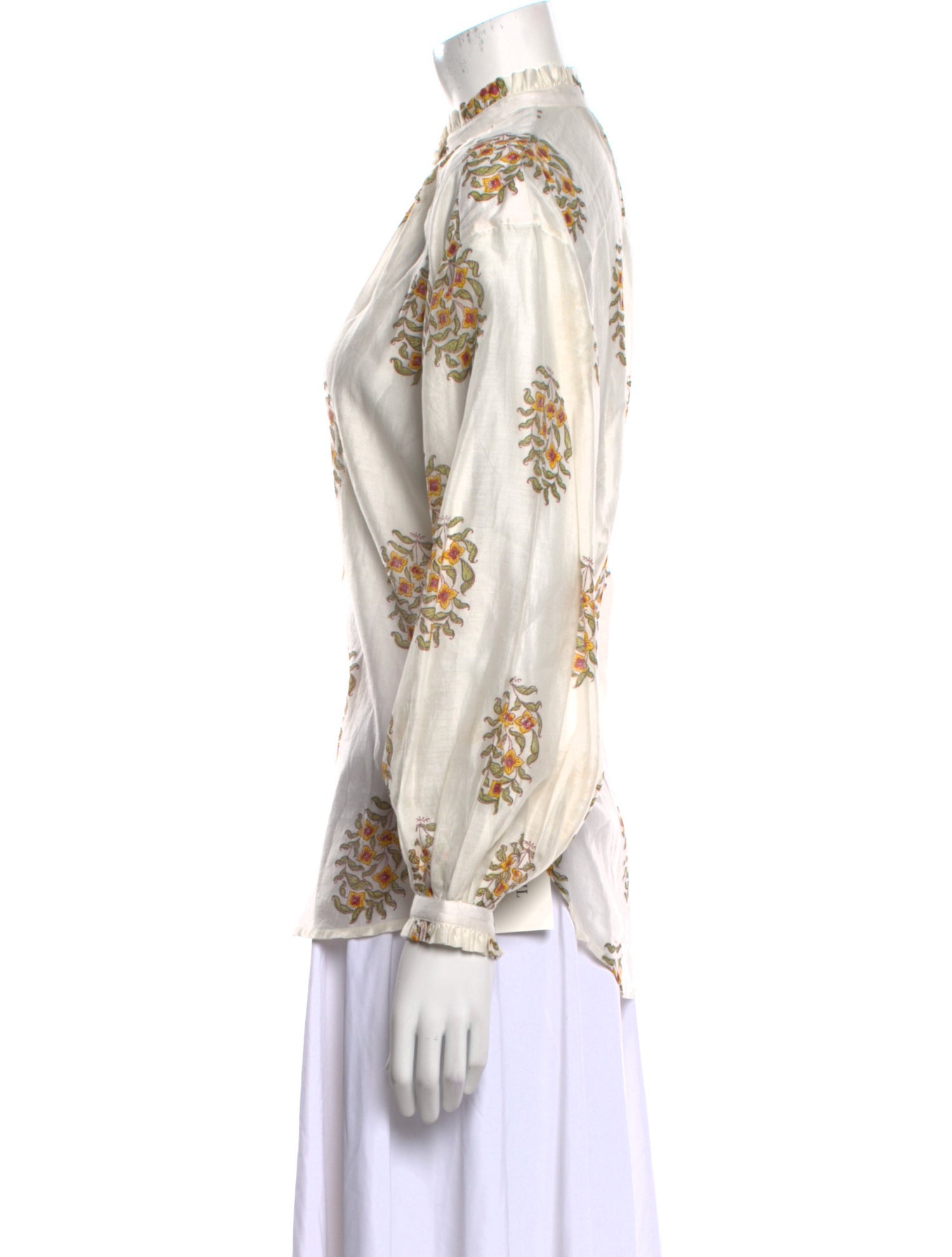 Alix of Bohemia Floral Print Mock Neck Button-Up Top