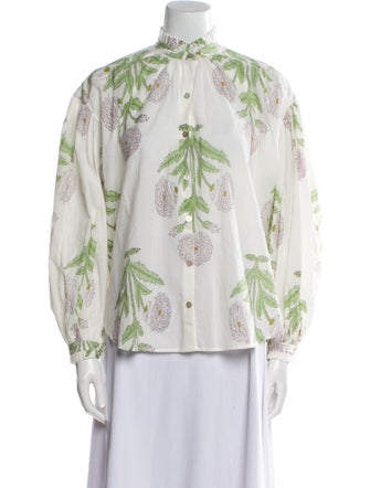 Alix of Bohemia Floral Print Mock Neck Button-Up Top