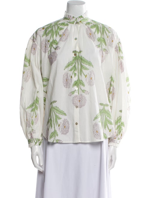 Alix of Bohemia Floral Print Mock Neck Button-Up Top
