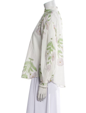Alix of Bohemia Floral Print Mock Neck Button-Up Top