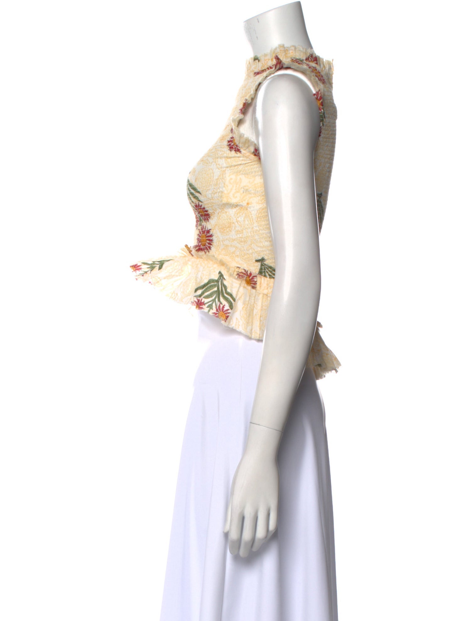 Alix of Bohemia Floral Print Mock Neck Crop Top