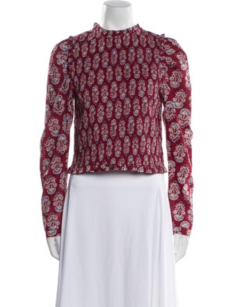 Alix of Bohemia Floral Print Mock Neck Crop Top