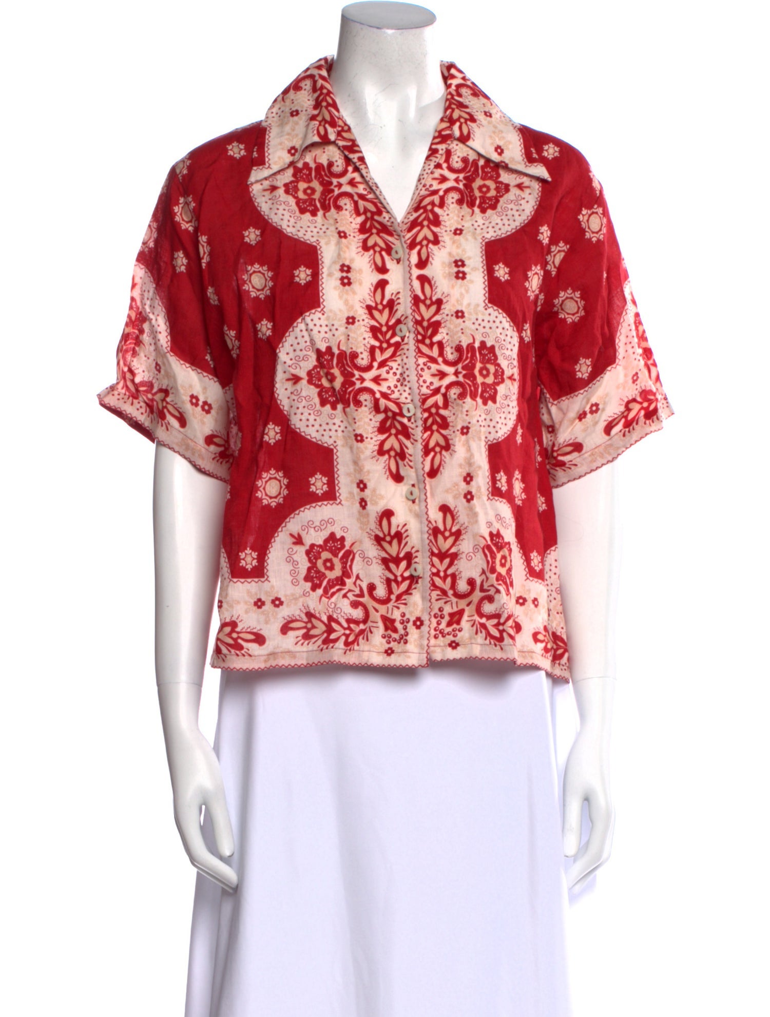 Alix of Bohemia Linen Floral Print Button-Up Top