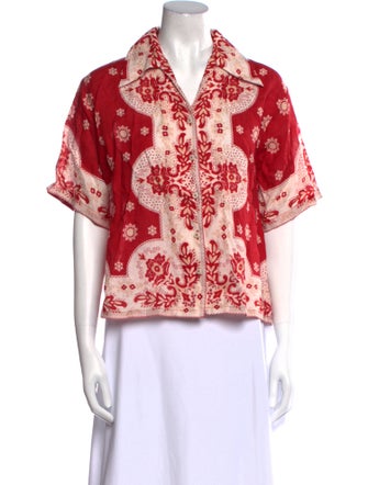 Alix of Bohemia Linen Floral Print Button-Up Top