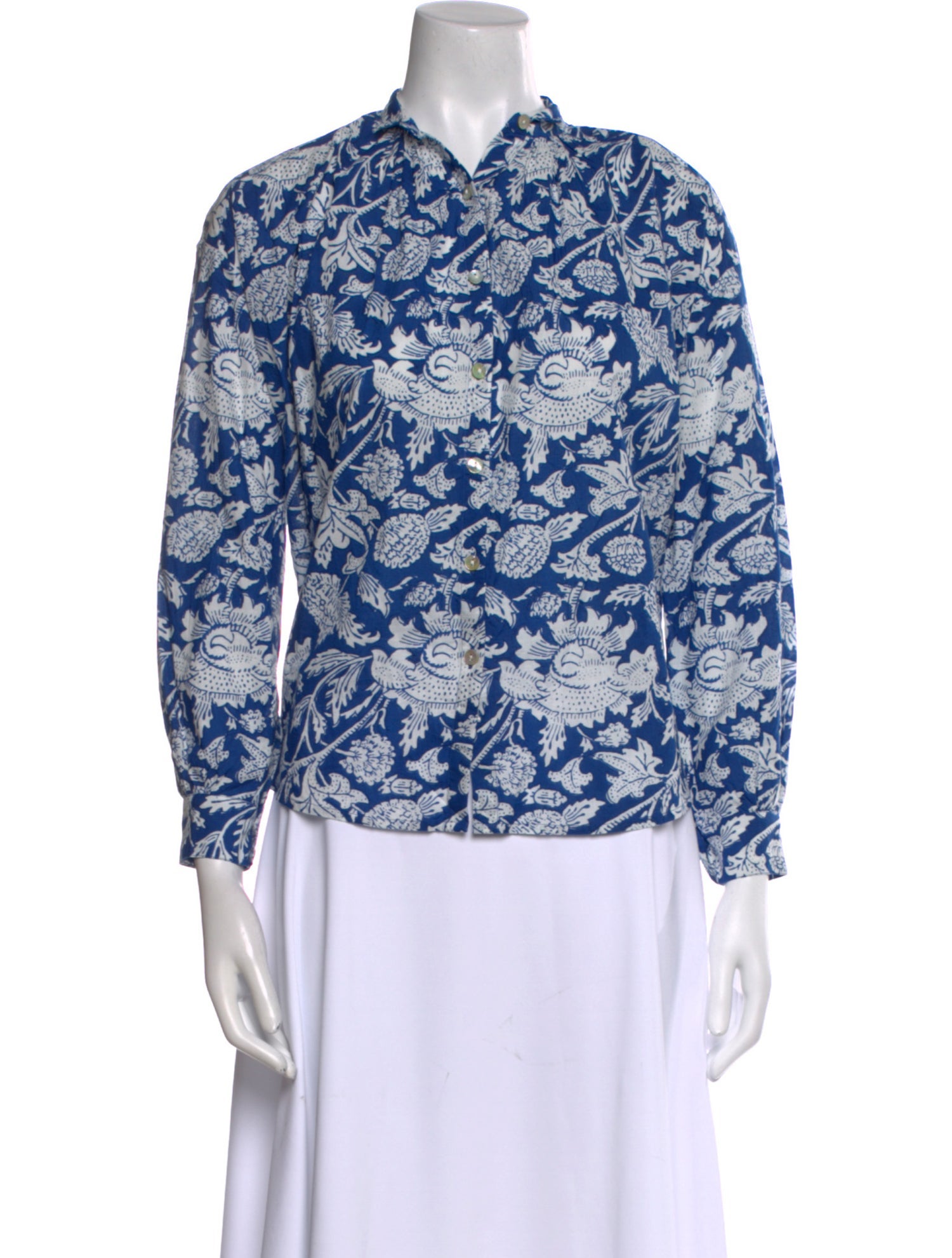 Alix of Bohemia Printed Mock Neck Button-Up Top
