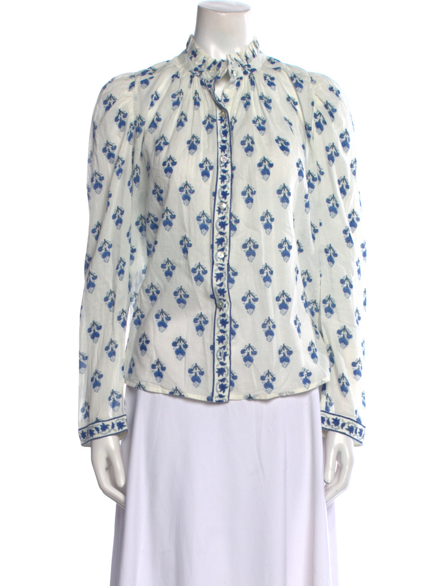 Alix of Bohemia Printed Mock Neck Button-Up Top