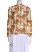 Alix of Bohemia Floral Print Mock Neck Button-Up Top