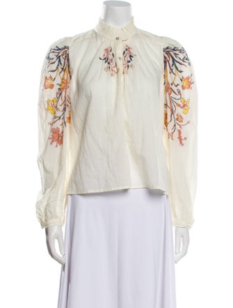Alix of Bohemia Floral Print Mock Neck Blouse