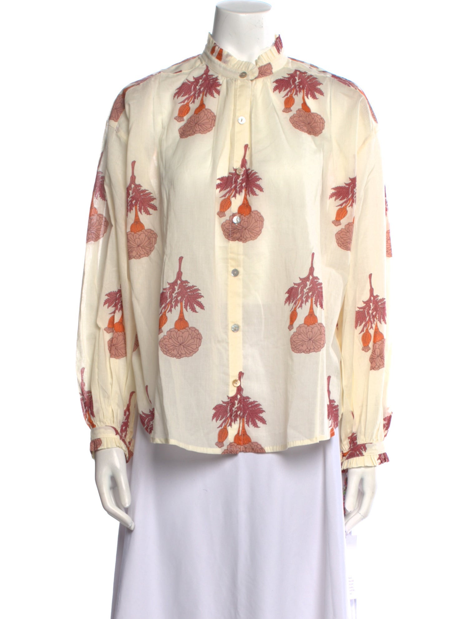 Alix of Bohemia Floral Print Mock Neck Button-Up Top w/ Tags