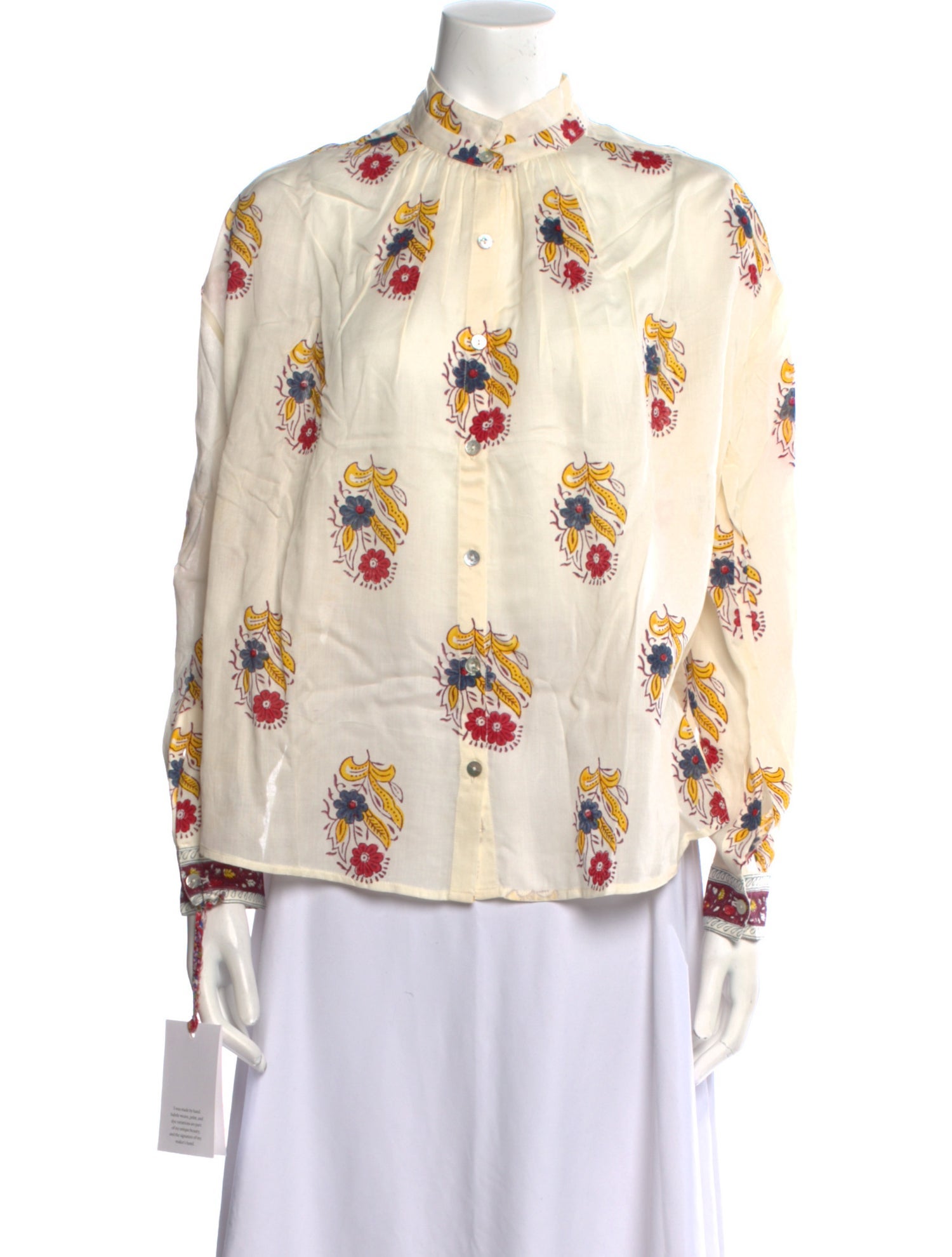Alix of Bohemia Floral Print Mock Neck Button-Up Top w/ Tags