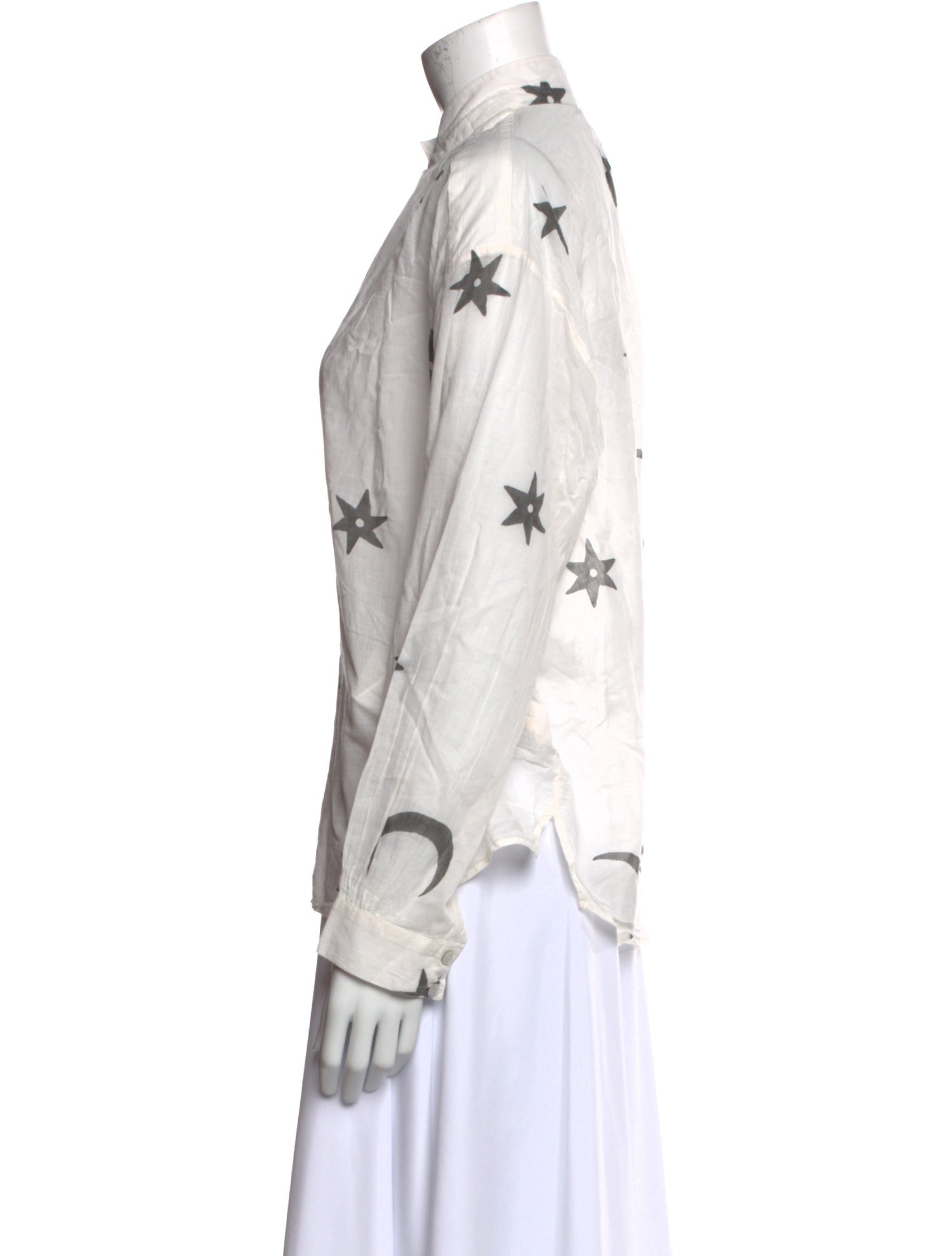 Alix of Bohemia Printed Mock Neck Button-Up Top