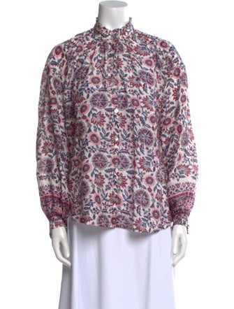 Alix of Bohemia Printed Mock Neck Button-Up Top