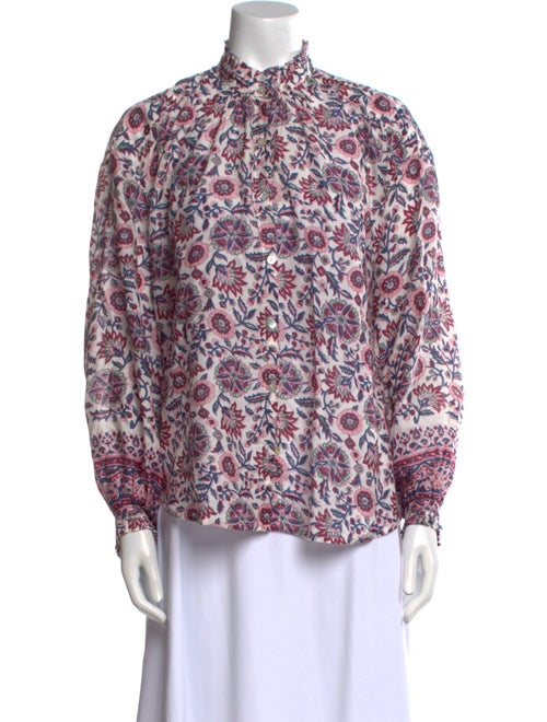 Alix of Bohemia Printed Mock Neck Button-Up Top