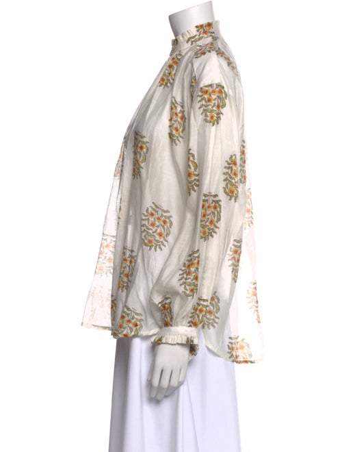 Alix of Bohemia Floral Print Mock Neck Button-Up Top