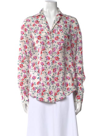 Alix of Bohemia Silk Floral Print Button-Up Top