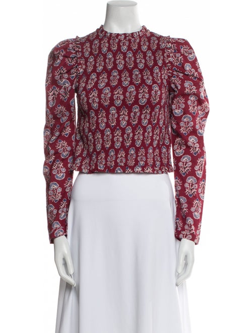 Alix of Bohemia Floral Print Mock Neck Crop Top