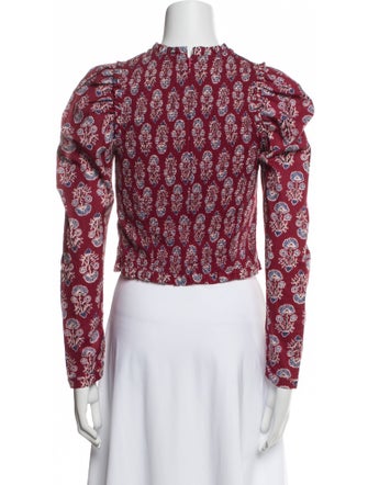 Alix of Bohemia Floral Print Mock Neck Crop Top