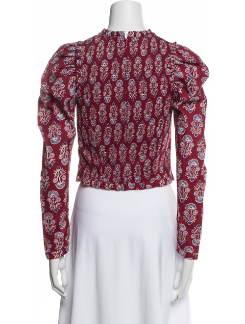 Alix of Bohemia Floral Print Mock Neck Crop Top