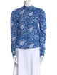 Alix of Bohemia Floral Print Mock Neck Button-Up Top