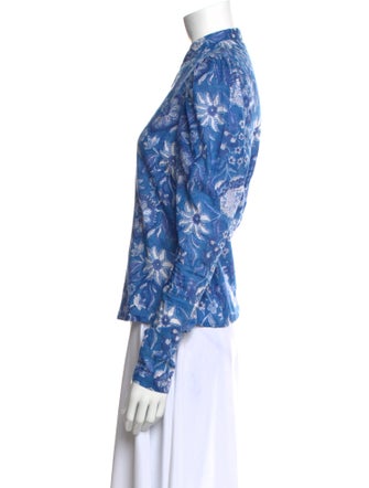 Alix of Bohemia Floral Print Mock Neck Button-Up Top