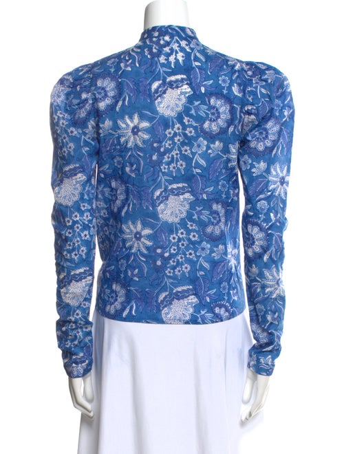 Alix of Bohemia Floral Print Mock Neck Button-Up Top